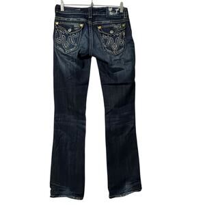 MEK Denim Jeans Womens 27x34 Bootcut Low Rise Distressed Flap Pocket Long